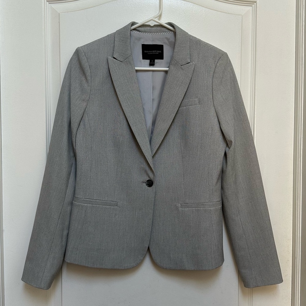 Banana Republic Light Gray Classic Women's Blazer 6